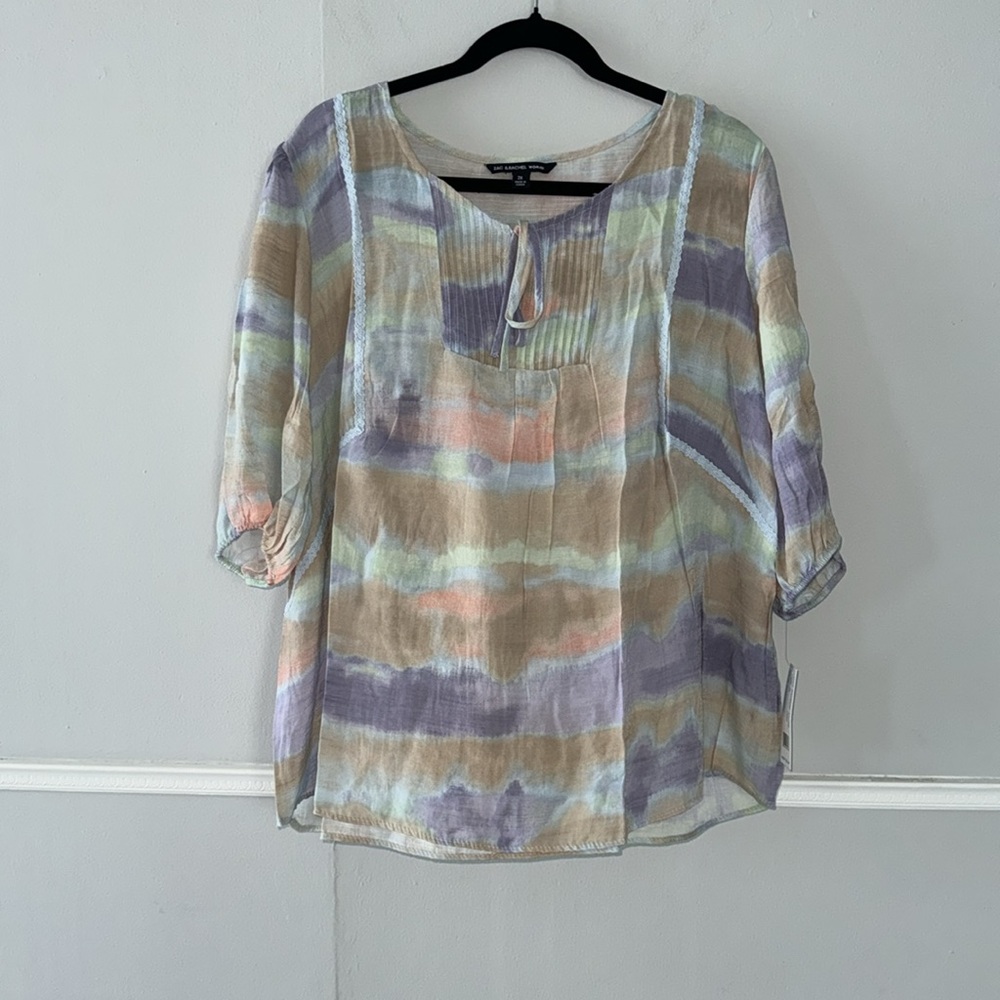 Zac & Rachel Plus Printed Slub Top NWT - Picture 2 of 7